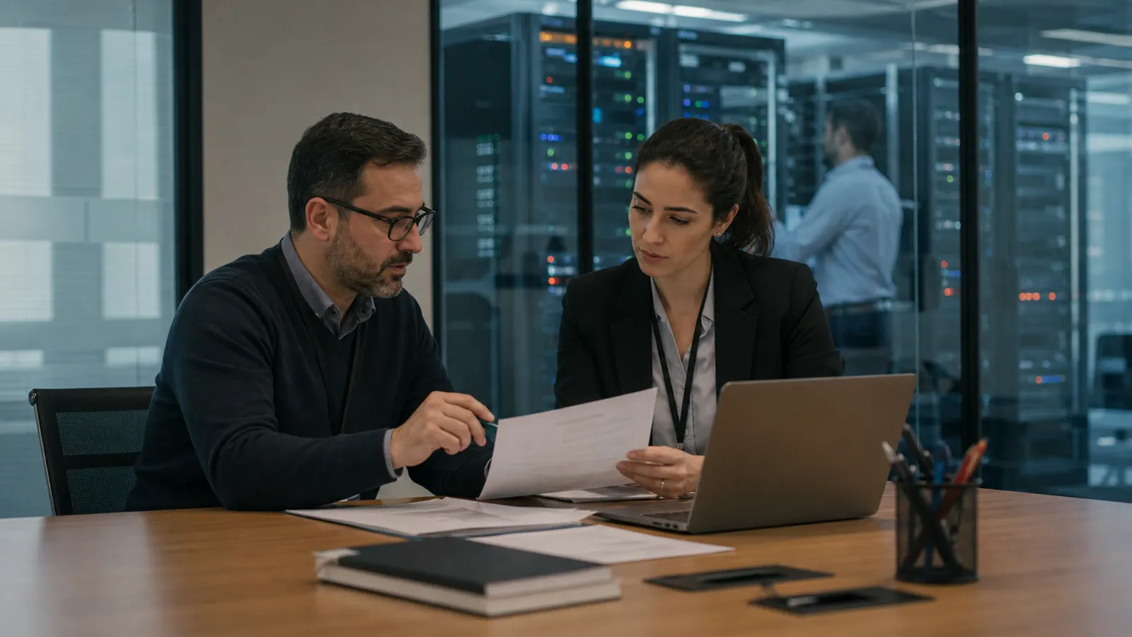 ISO 27001 denetim kanıtlarını inceleyen danışman ve süreç sahibi
